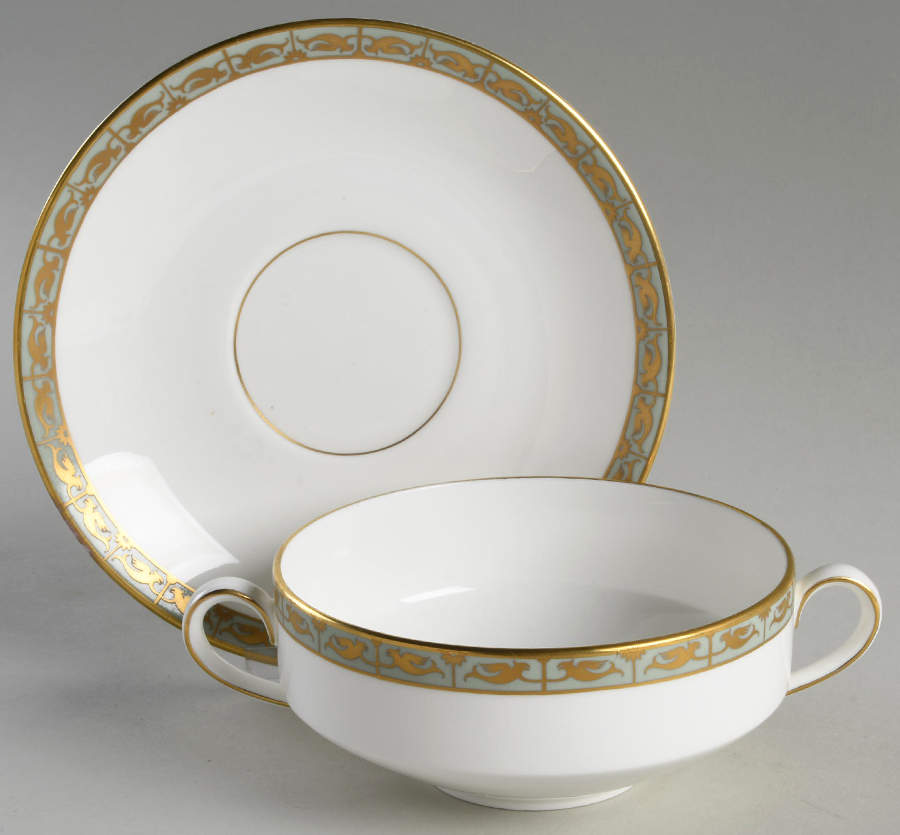 Marina Green Flat Cream Soup Bowl & Saucer Set by Wedgwood-1