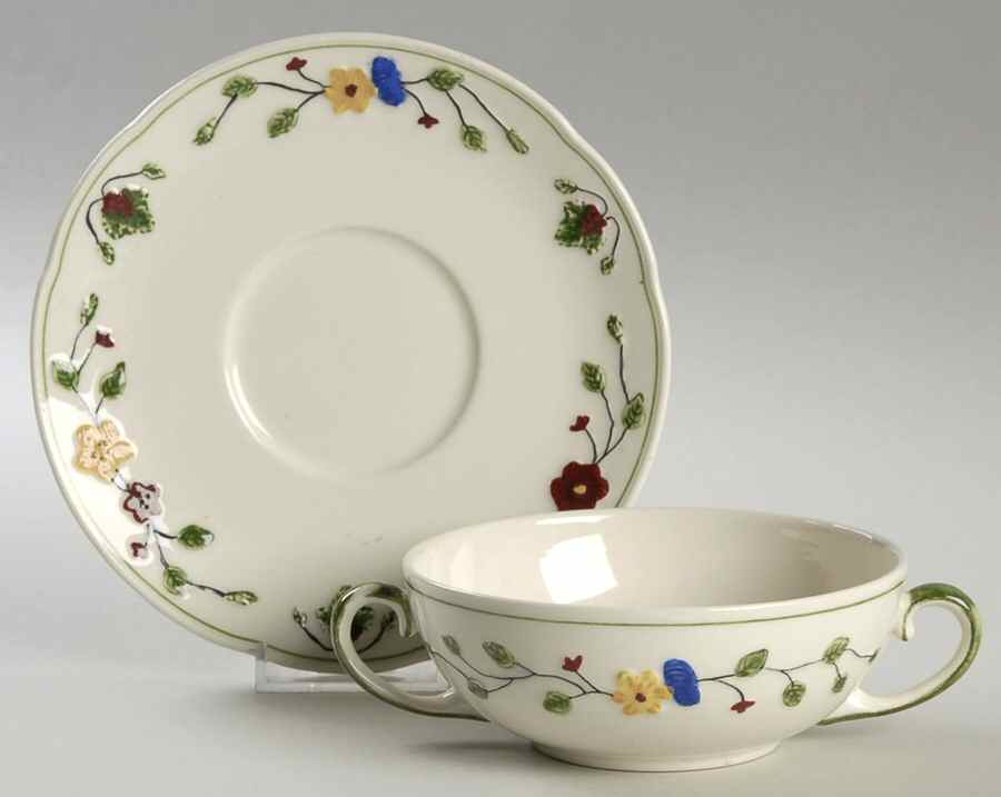 Marion Flat Cream Soup Bowl & Saucer Set by Wedgwood-1