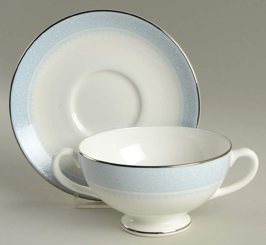 Mayfair (R4535, Bone China) Footed Cream Soup Bowl & Saucer Set by Wedgwood-1