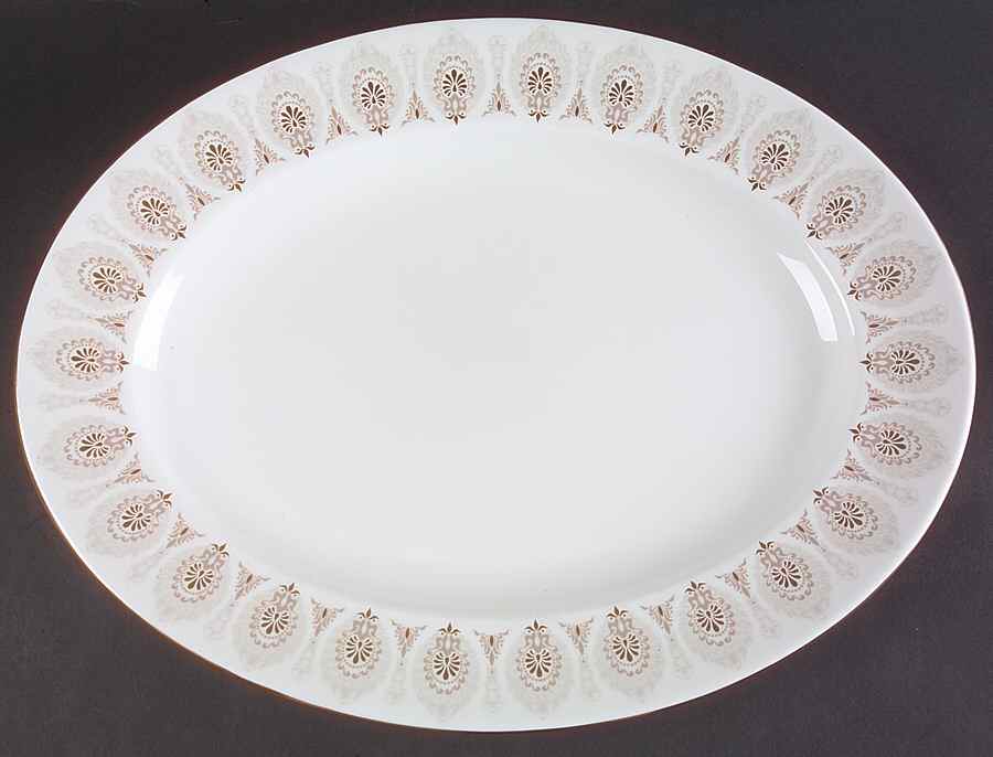Medina Beige 17" Oval Serving Platter by Wedgwood-1