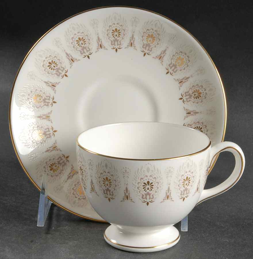 Medina Beige Footed Cup & Saucer Set by Wedgwood-1