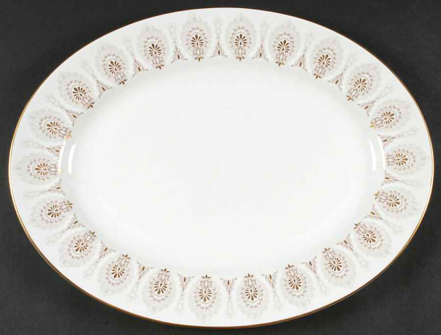Medina Beige 15" Oval Serving Platter by Wedgwood-1