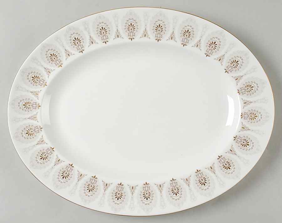 Medina Beige 13" Oval Serving Platter by Wedgwood-1