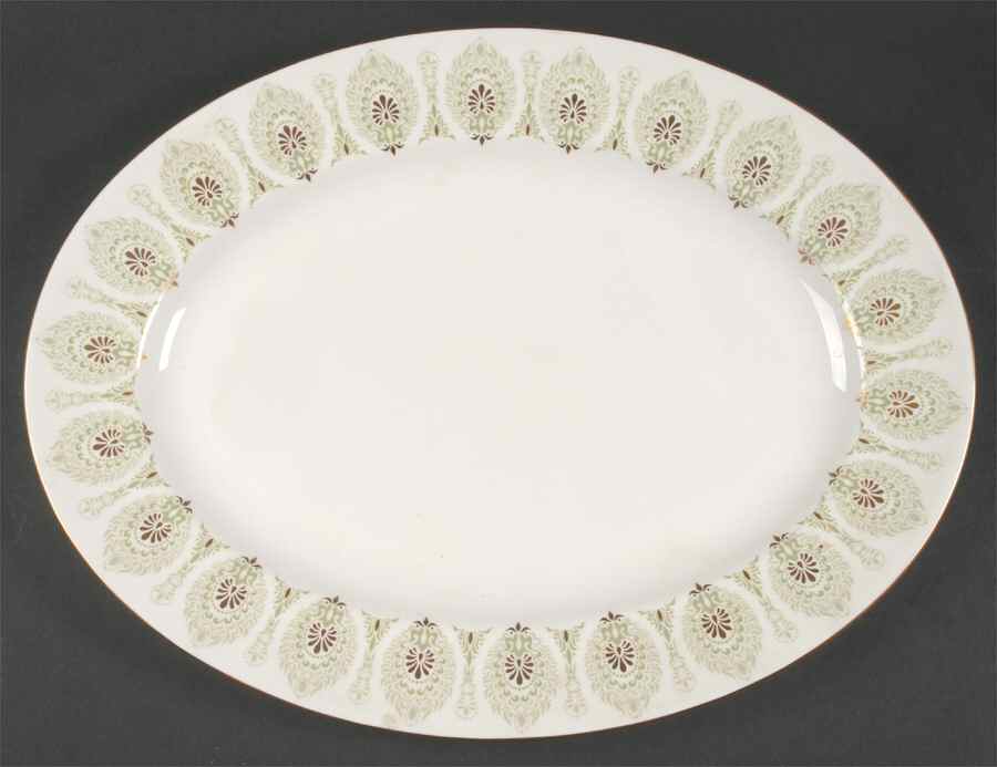 Medina Green 15" Oval Serving Platter by Wedgwood-1
