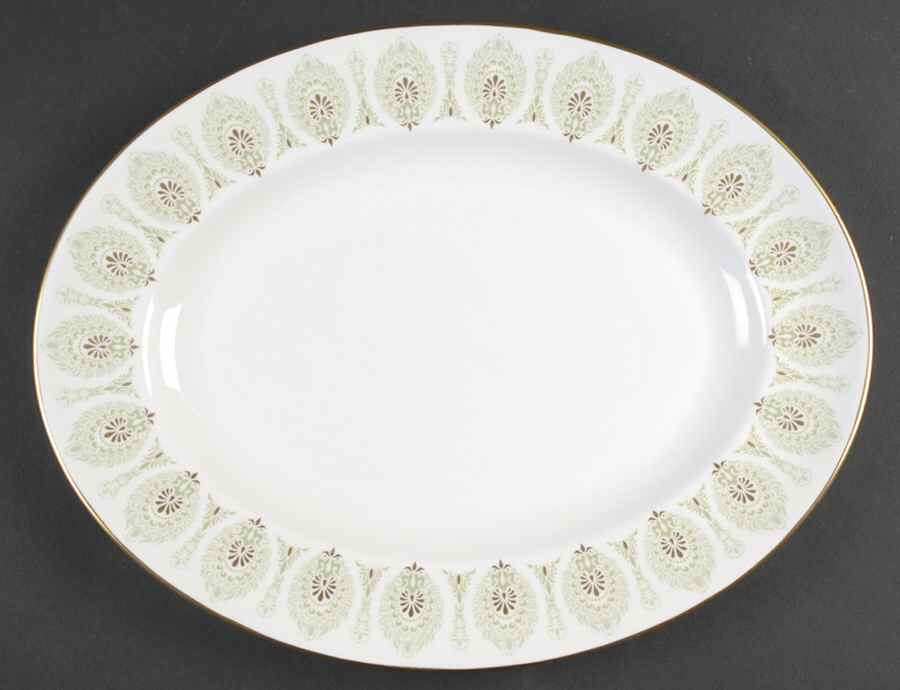 Medina Green 13" Oval Serving Platter by Wedgwood-1