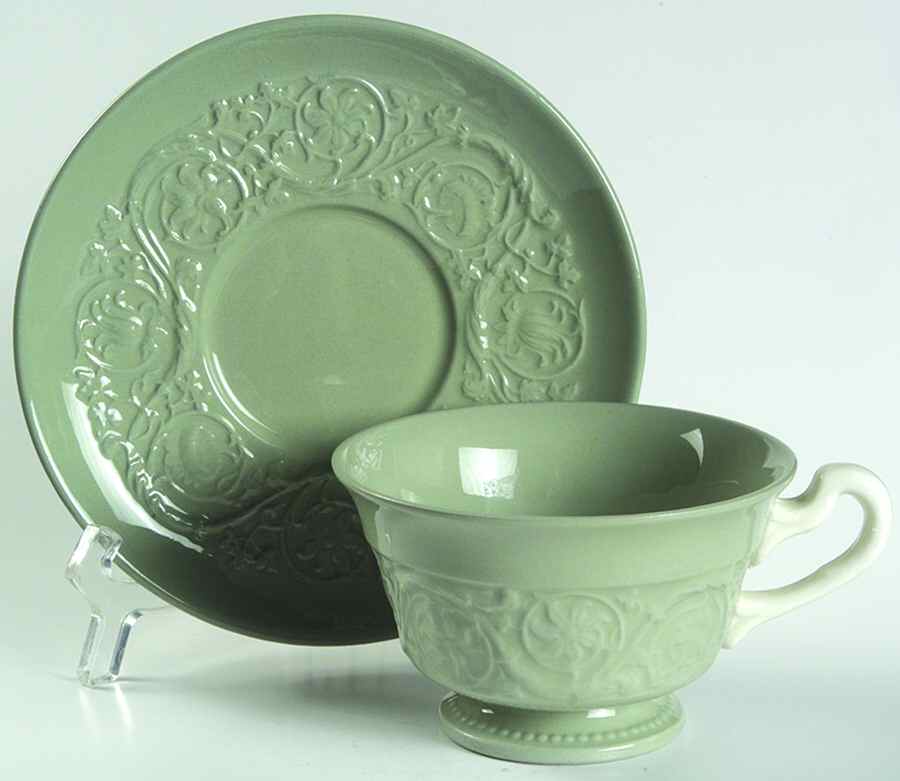 Medway Green Footed Cup & Saucer Set by Wedgwood-1