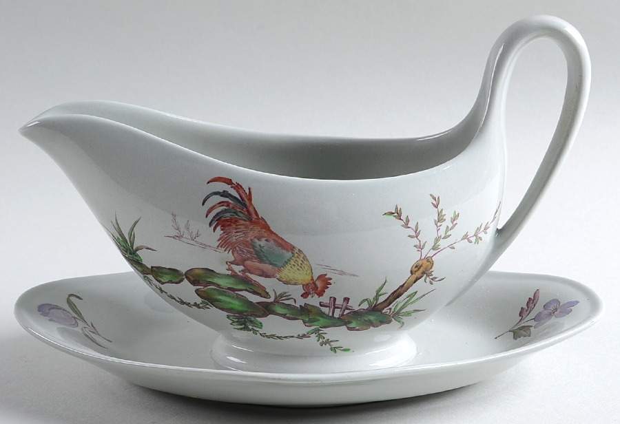 Mennecy Gray Gravy Boat with Attached Underplate by Wedgwood-1