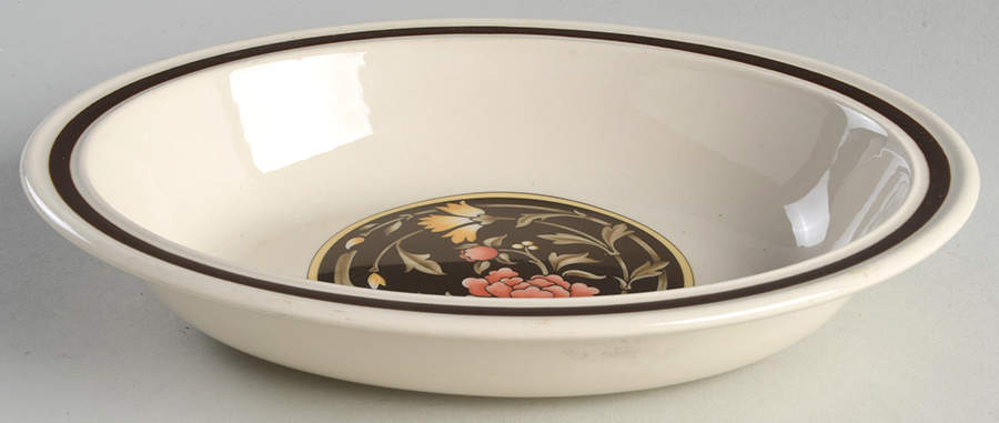 Mikado (Yellow & Coral Flowers) 9" Oval Vegetable Bowl by Wedgwood-1
