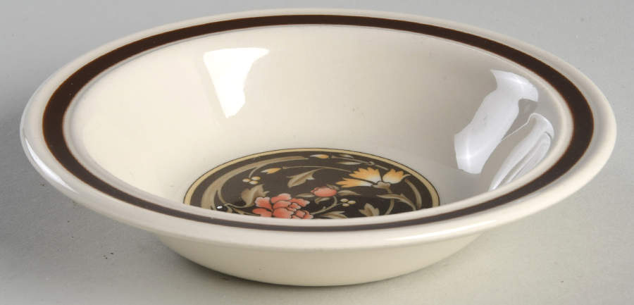 Mikado (Yellow & Coral Flowers) Rim Fruit/Dessert (Sauce) Bowl by Wedgwood-1