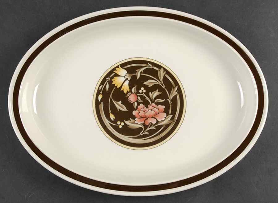 Mikado (Yellow & Coral Flowers) 13" Oval Serving Platter by Wedgwood-1