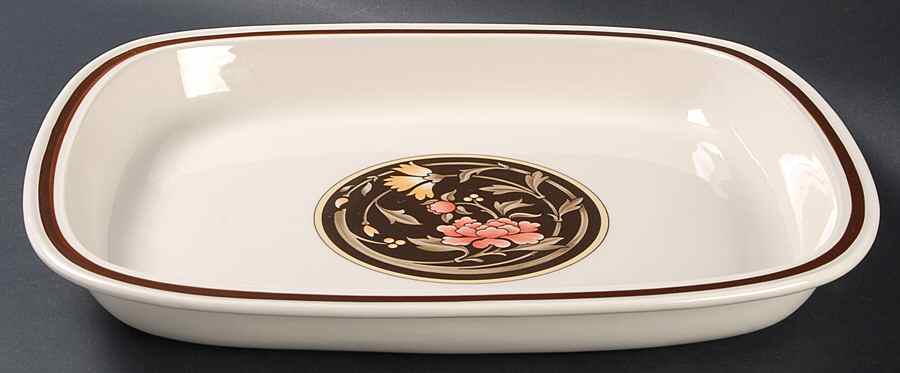 Mikado (Yellow & Coral Flowers) 13"  Rectangular Baker by Wedgwood-1