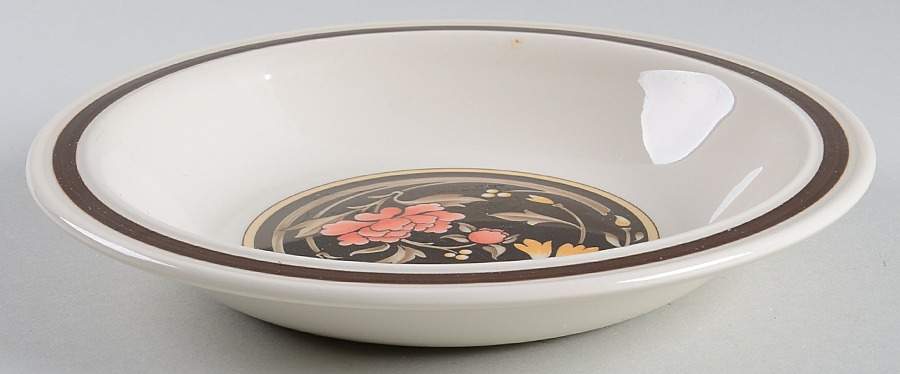 Mikado (Yellow & Coral Flowers) Rim Soup Bowl by Wedgwood-1