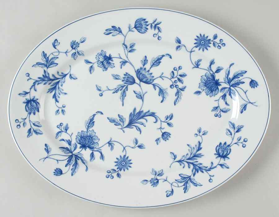 Mikado (Blue Flowers) 14" Oval Serving Platter by Wedgwood-1