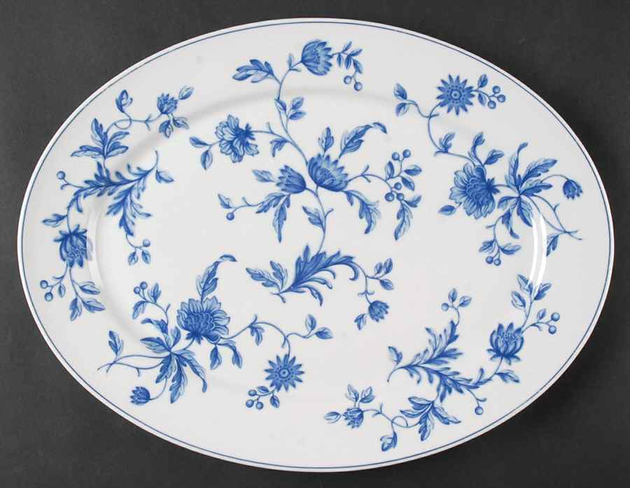 Mikado (Blue Flowers) 15" Oval Serving Platter by Wedgwood-1