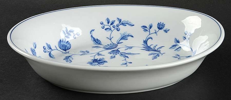 Mikado (Blue Flowers) 9" Oval Vegetable Bowl by Wedgwood-1