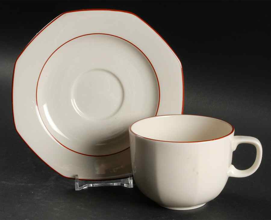 Milford (Octagonal, Earthenware) Flat Cup & Saucer Set by Wedgwood-1