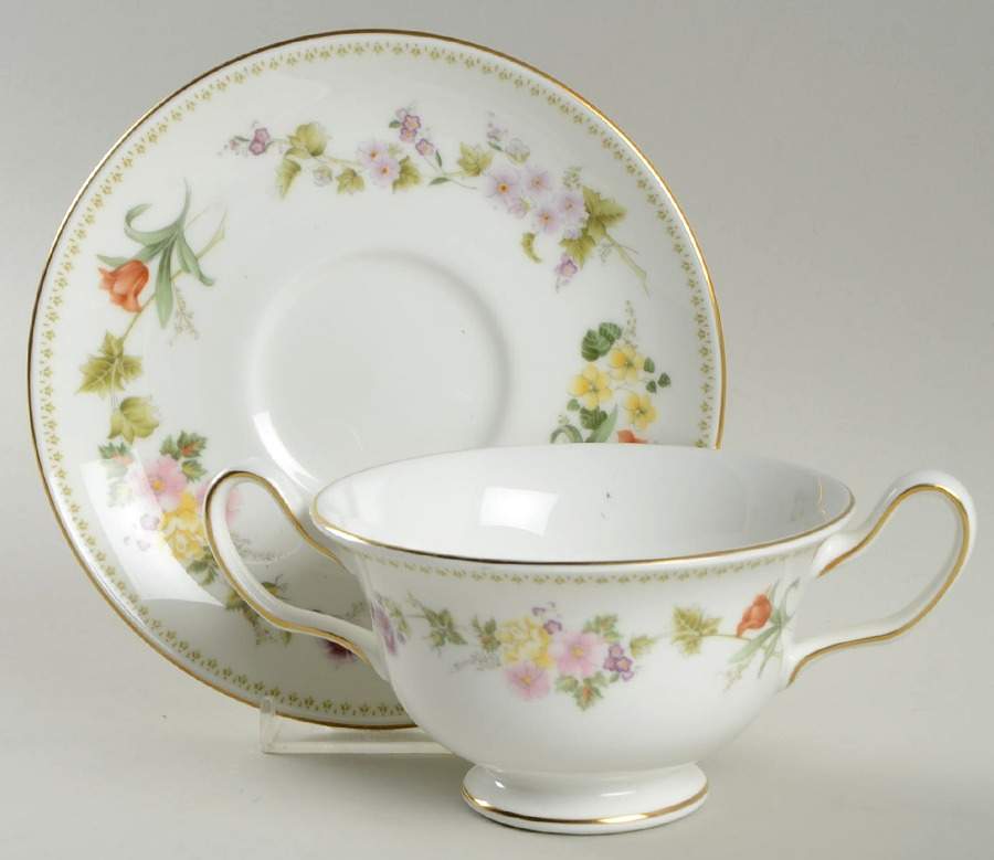 Mirabelle Footed Cream Soup Bowl & Saucer Set by Wedgwood-1