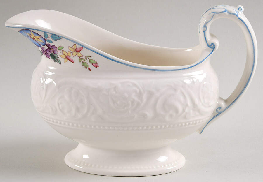 Morning Glory (Blue Trim) Gravy Boat by Wedgwood-1