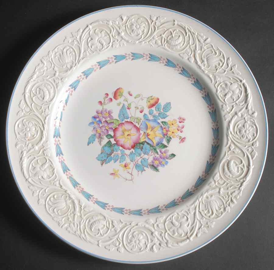Morning Glory (Blue Trim) 13" Chop Plate (Round Platter) by Wedgwood-1