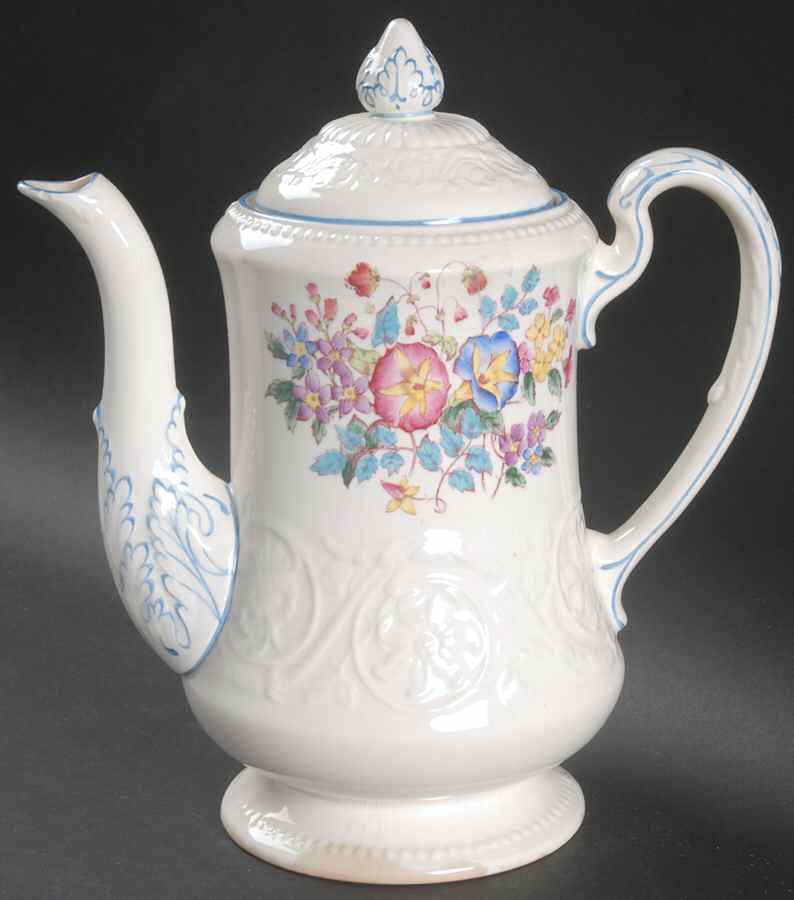 Morning Glory (Blue Trim) Coffee Pot & Lid by Wedgwood-1