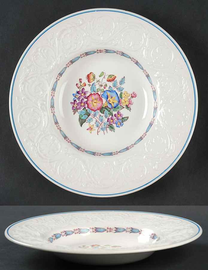 Morning Glory (Blue Trim) Rim Soup Bowl by Wedgwood-1