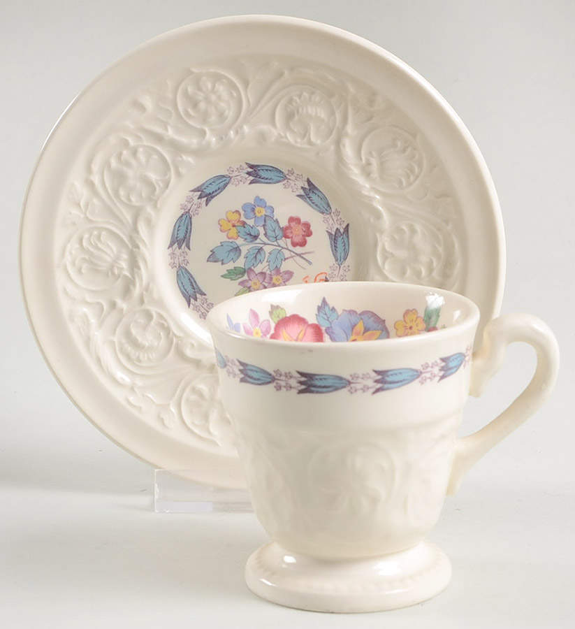 Morning Glory (No Trim) Footed Demitasse Cup & Saucer Set by Wedgwood-1