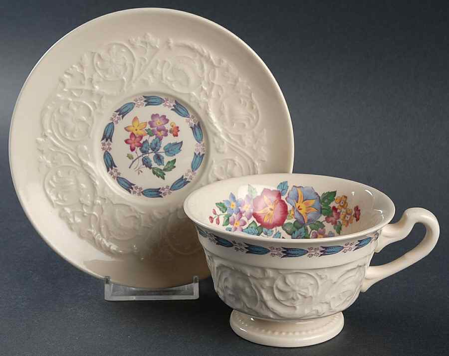 Morning Glory (No Trim) Footed Cup & Saucer Set by Wedgwood-1