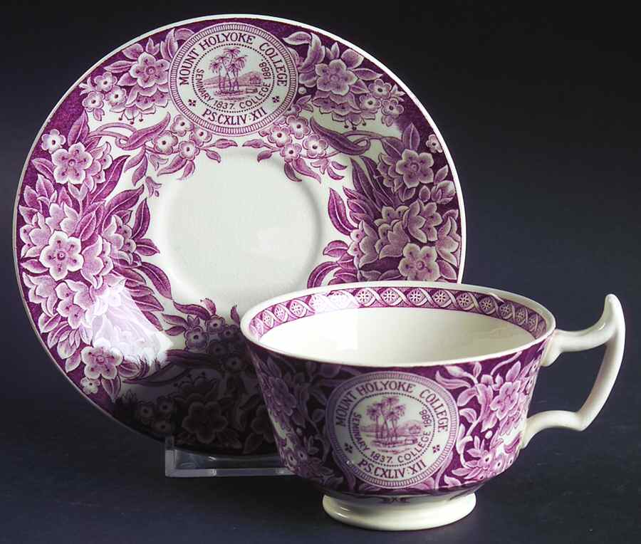 Mount Holyoke College Mulberry Footed Cup & Saucer Set by Wedgwood-1