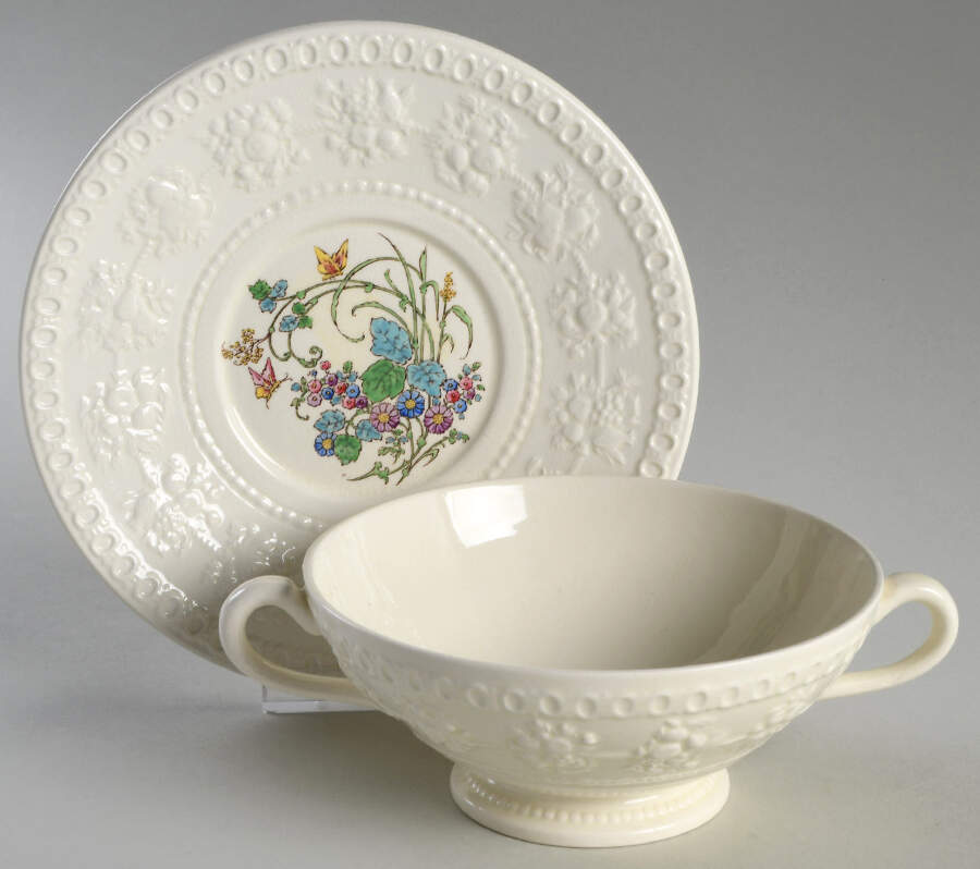 Montreal Footed Cream Soup Bowl & Saucer Set by Wedgwood-1