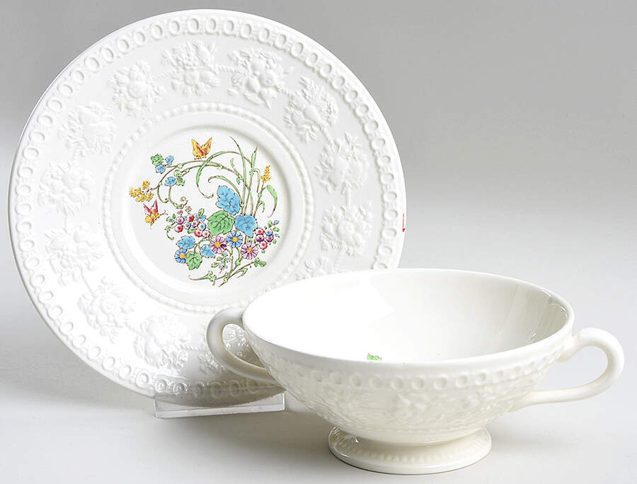 Montreal Footed Cream Soup Bowl & Saucer Set by Wedgwood-1