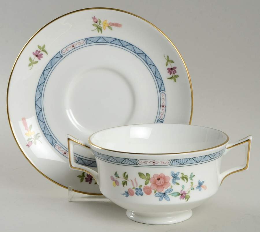 Montcalm Footed Cream Soup Bowl & Saucer Set by Wedgwood-1