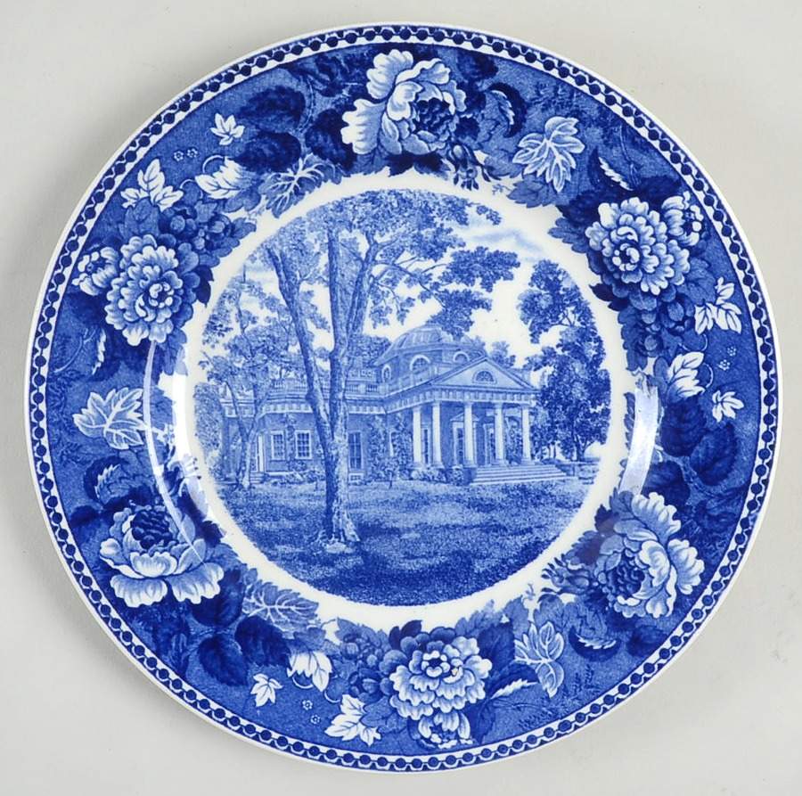 Monticello Blue (Floral Rim) Dessert/Pie Plate by Wedgwood-1