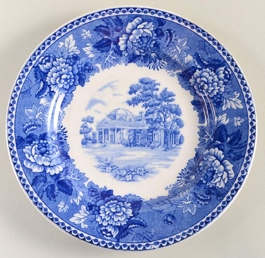 Monticello Blue (Floral Rim) Bread & Butter Plate by Wedgwood-1