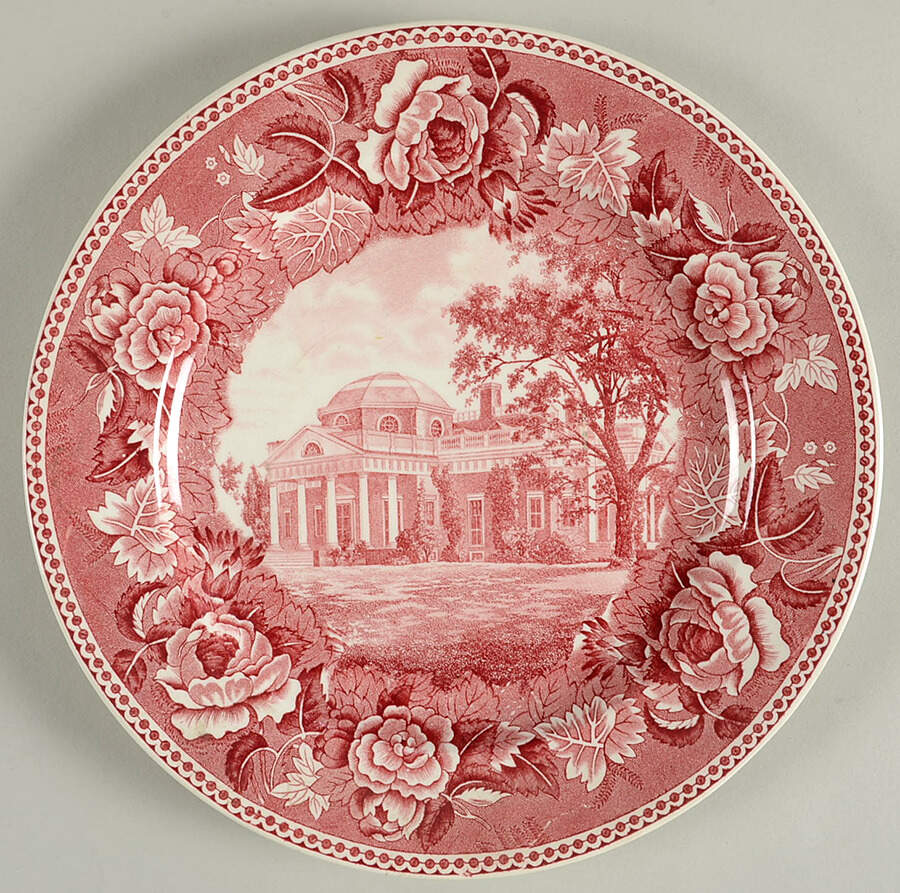 Monticello Pink (Floral Rim) Luncheon Plate by Wedgwood-1