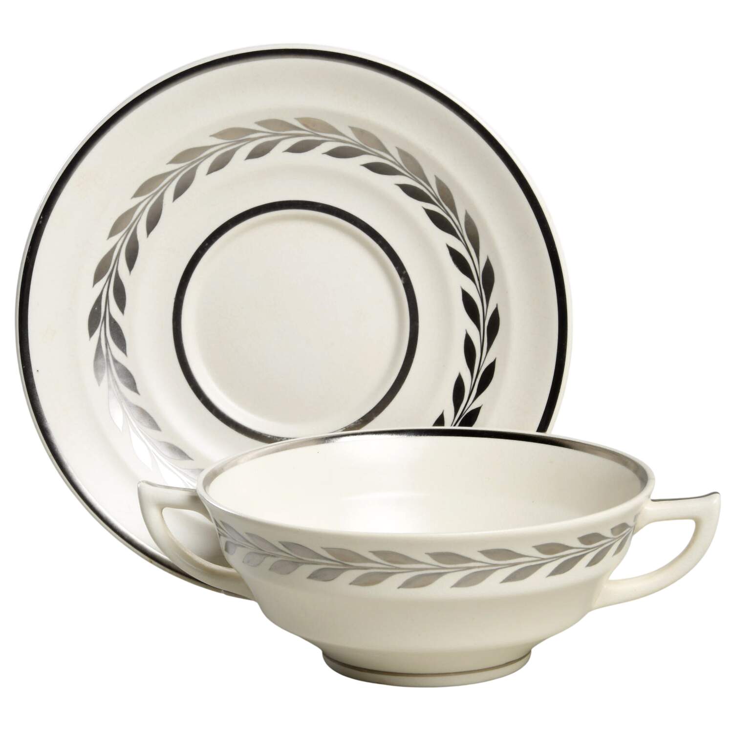 Moonstone Flat Cream Soup Bowl & Saucer Set by Wedgwood-1