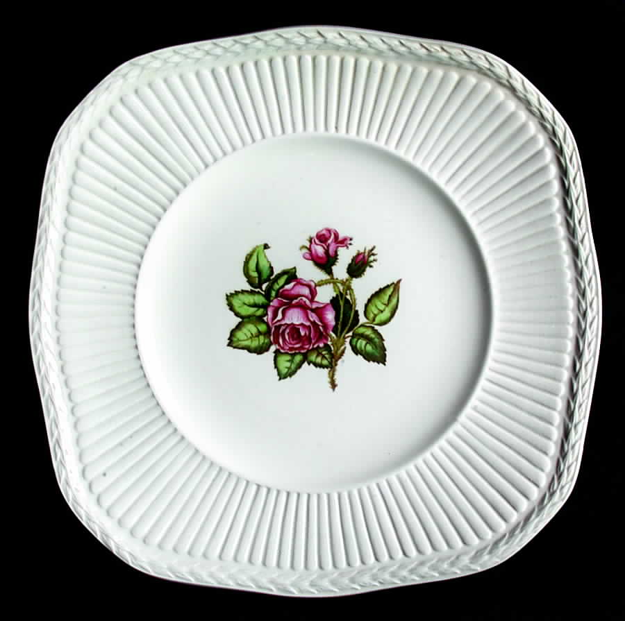 Moss Rose (Older, Brown Backstamp) Square Luncheon Plate by Wedgwood-1