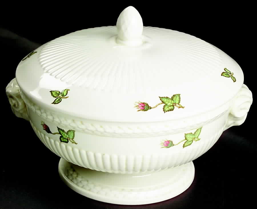 Moss Rose (Older, Brown Backstamp) Round Covered Vegetable by Wedgwood-1