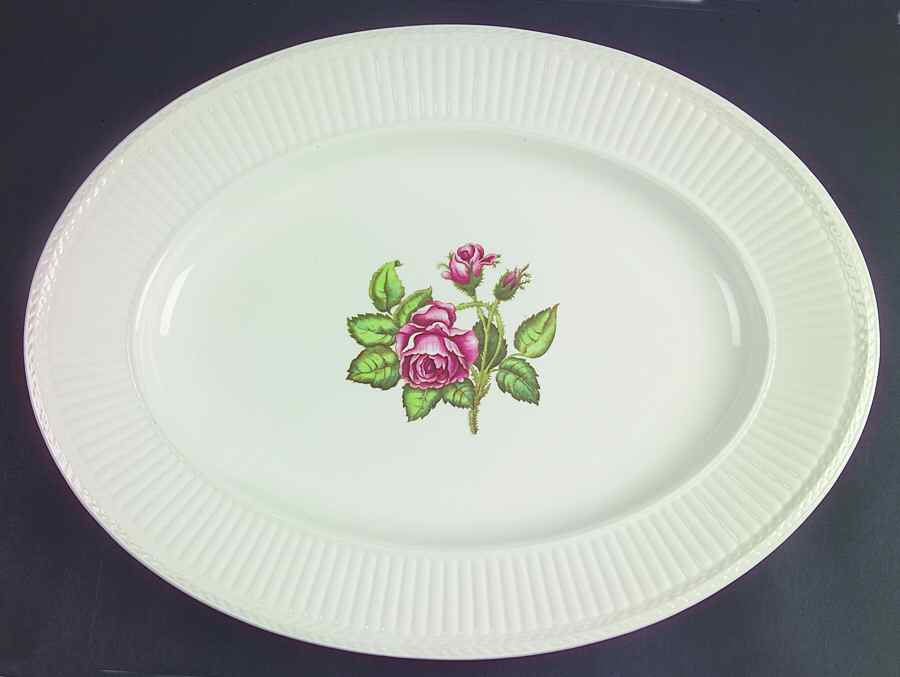 Moss Rose (Older, Brown Backstamp) 16" Oval Serving Platter by Wedgwood-1