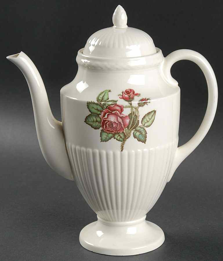 Moss Rose (Older, Brown Backstamp) Mini Coffee Pot & Lid by Wedgwood-1