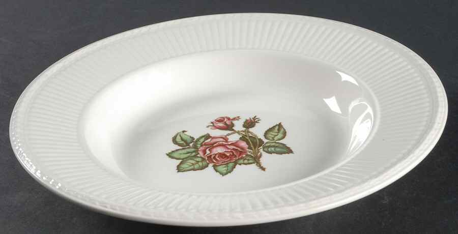 Moss Rose (Older, Brown Backstamp) Large Rim Soup Bowl by Wedgwood-1