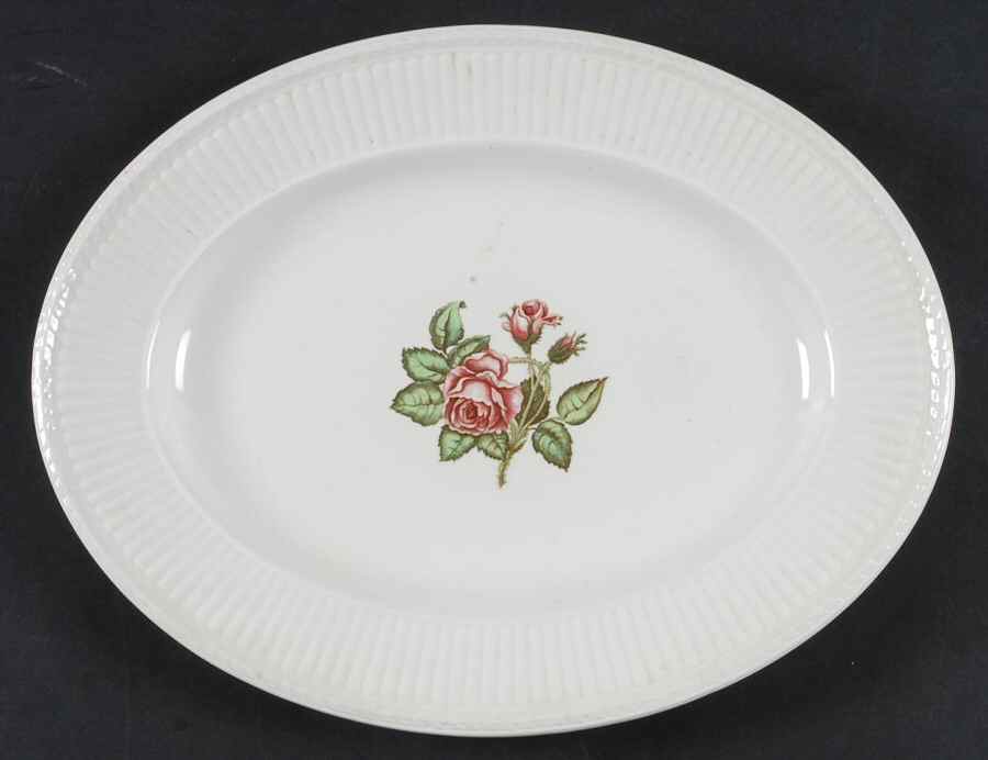Moss Rose (Older, Brown Backstamp) 11" Oval Serving Platter by Wedgwood-1