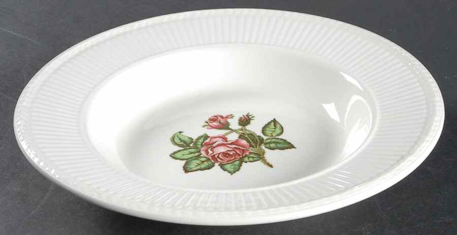 Moss Rose (Older, Brown Backstamp) Rim Soup Bowl by Wedgwood-1