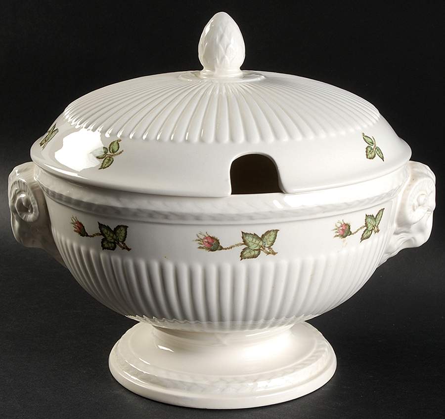 Moss Rose (Older, Brown Backstamp) Tureen &  Lid by Wedgwood-1