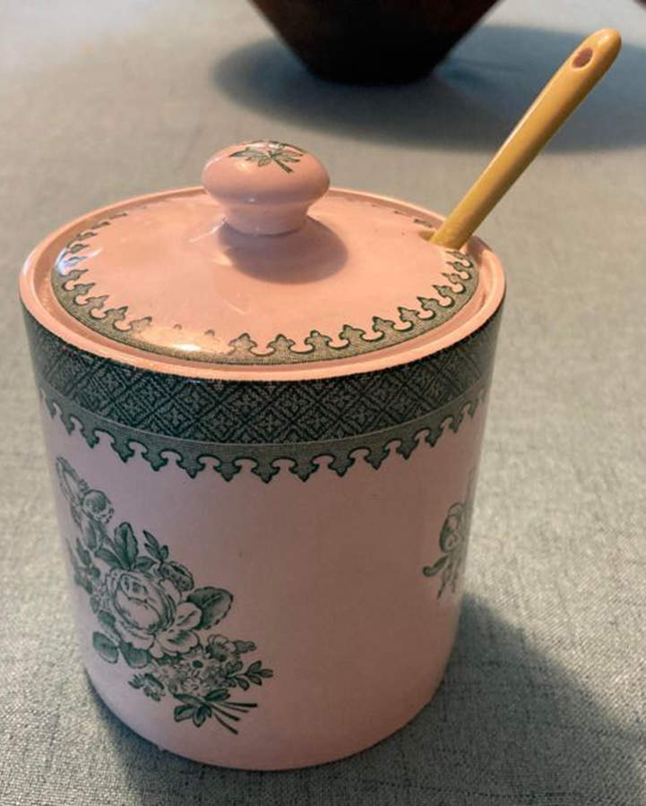 Mount Vernon Green Jam/Jelly & Lid by Wedgwood-1