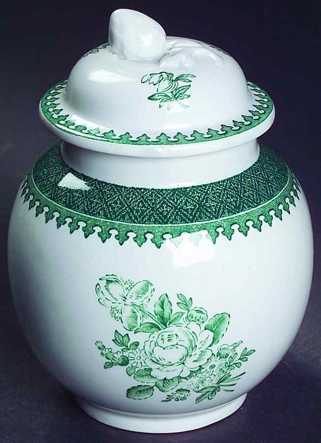 Mount Vernon Green Sugar Bowl & Lid by Wedgwood-1