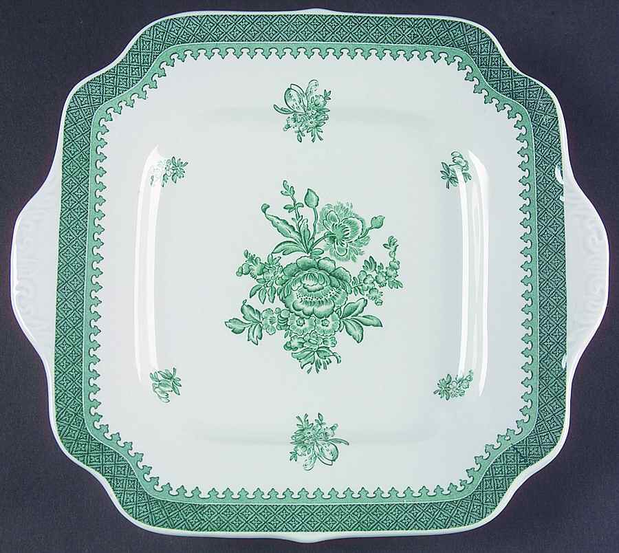 Mount Vernon Green Square Handled Cake Plate by Wedgwood-1