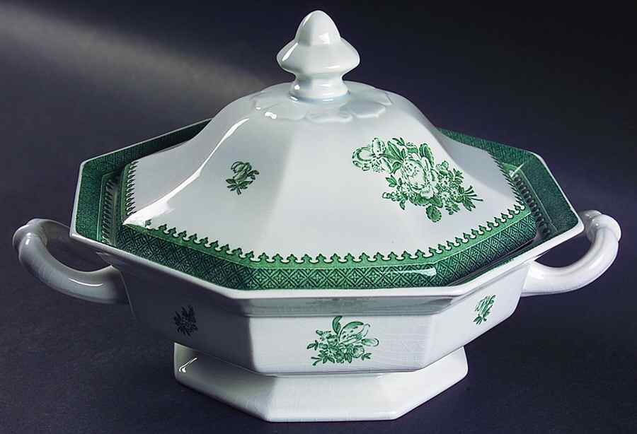 Mount Vernon Green Octagonal Covered Vegetable by Wedgwood-1
