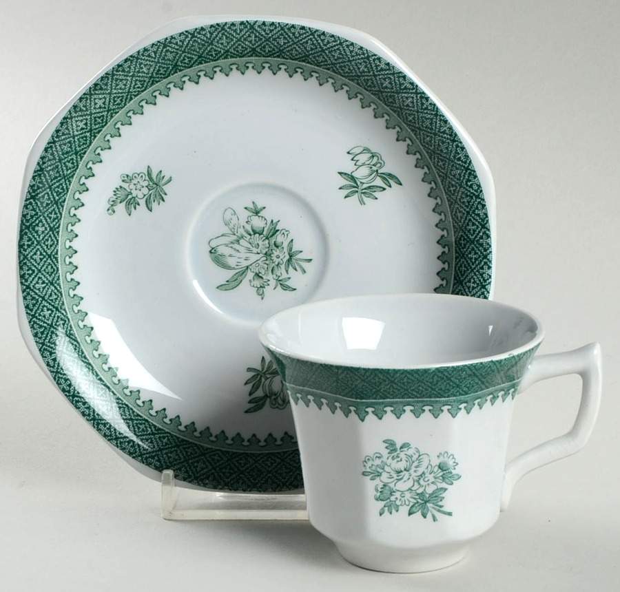 Mount Vernon Green Flat Demitasse Cup & Saucer Set by Wedgwood-1