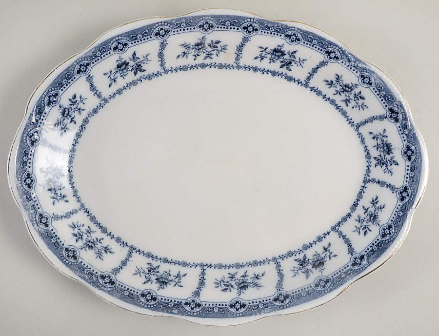 Muriel (Gold Trim) 12" Oval Serving Platter by Wedgwood-1