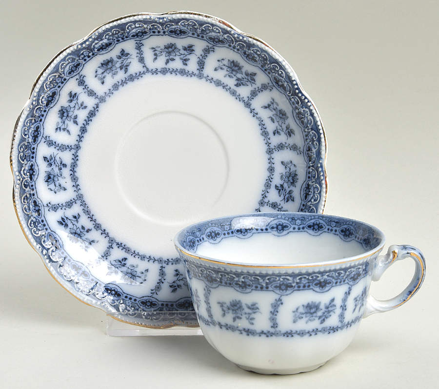 Muriel (Gold Trim) Flat Cup & Saucer Set by Wedgwood-1